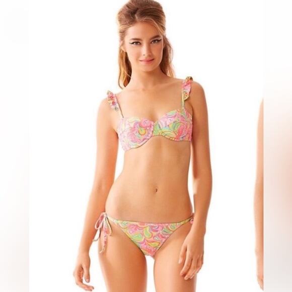 Lilly Pulitzer Other - Lilly Pulitzer Flamingo Bikini Top Pink Ruffles XS